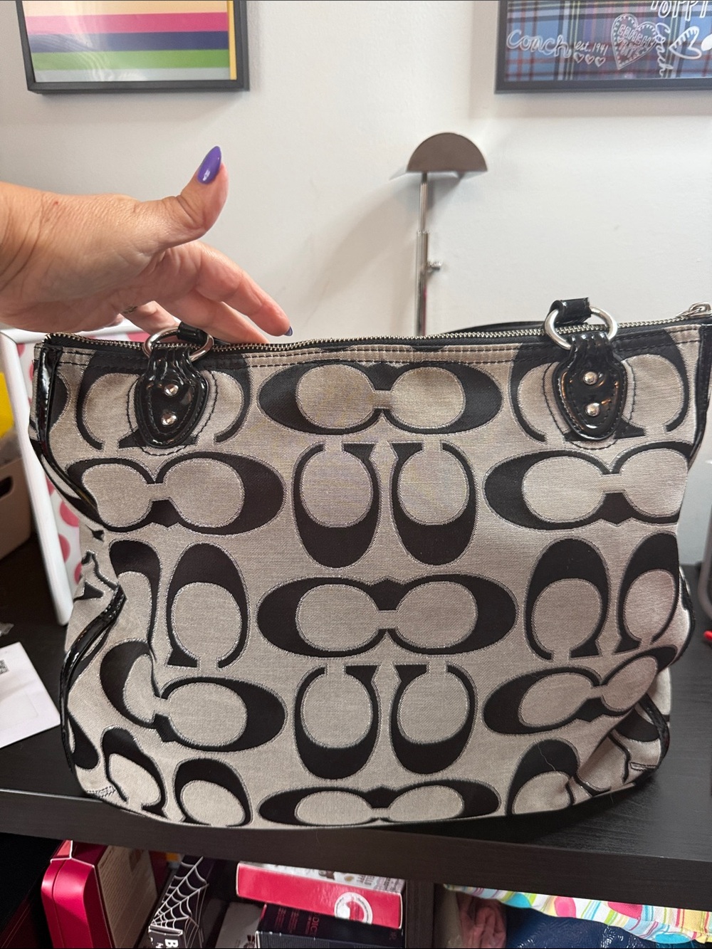 Coach Poppy Signature Metallic Hallie Tote - Picture 5 of 17